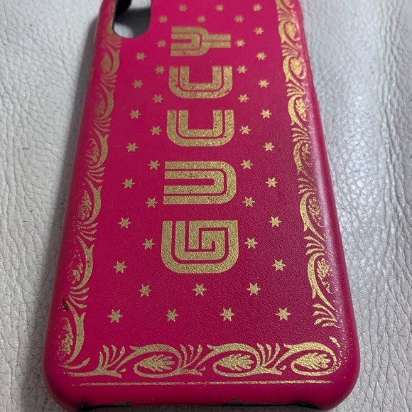 Authentic Pink Gucci Moon & Stars Leather iPhone X Case - Picture 9 of 9